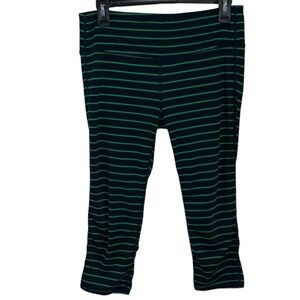 Athleta Blue Green Stripes Cropped Leggings (Large)